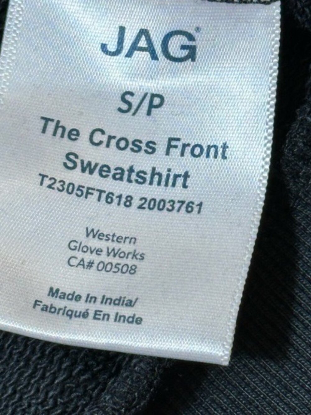 Jag NWOT Cross Front Sweatshirt Size S/P - Picture 3 of 6